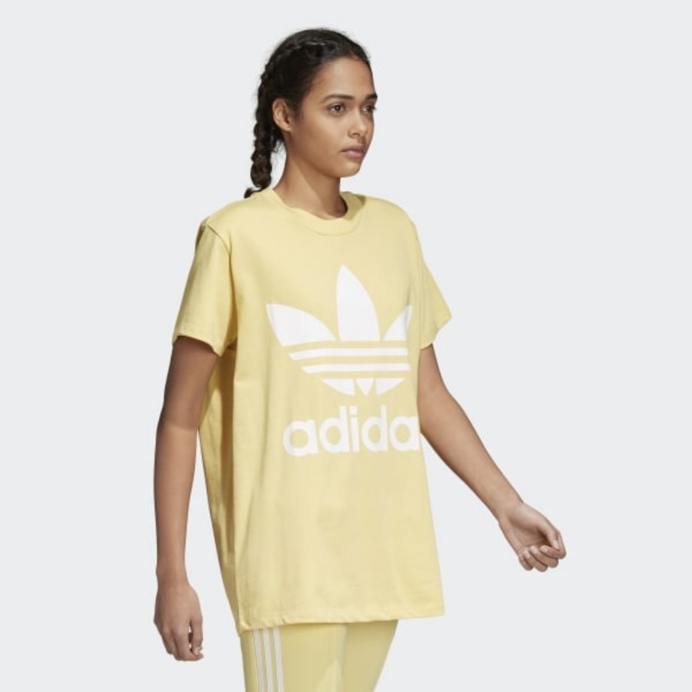 Adidas Big Trefoil Boyfriend Tee in Sand